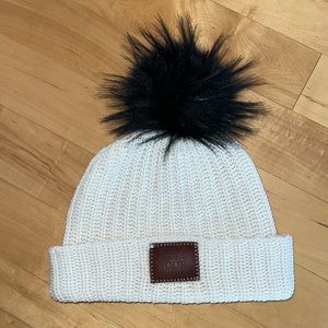 Love Your Melon Cream with Black Pom Hat